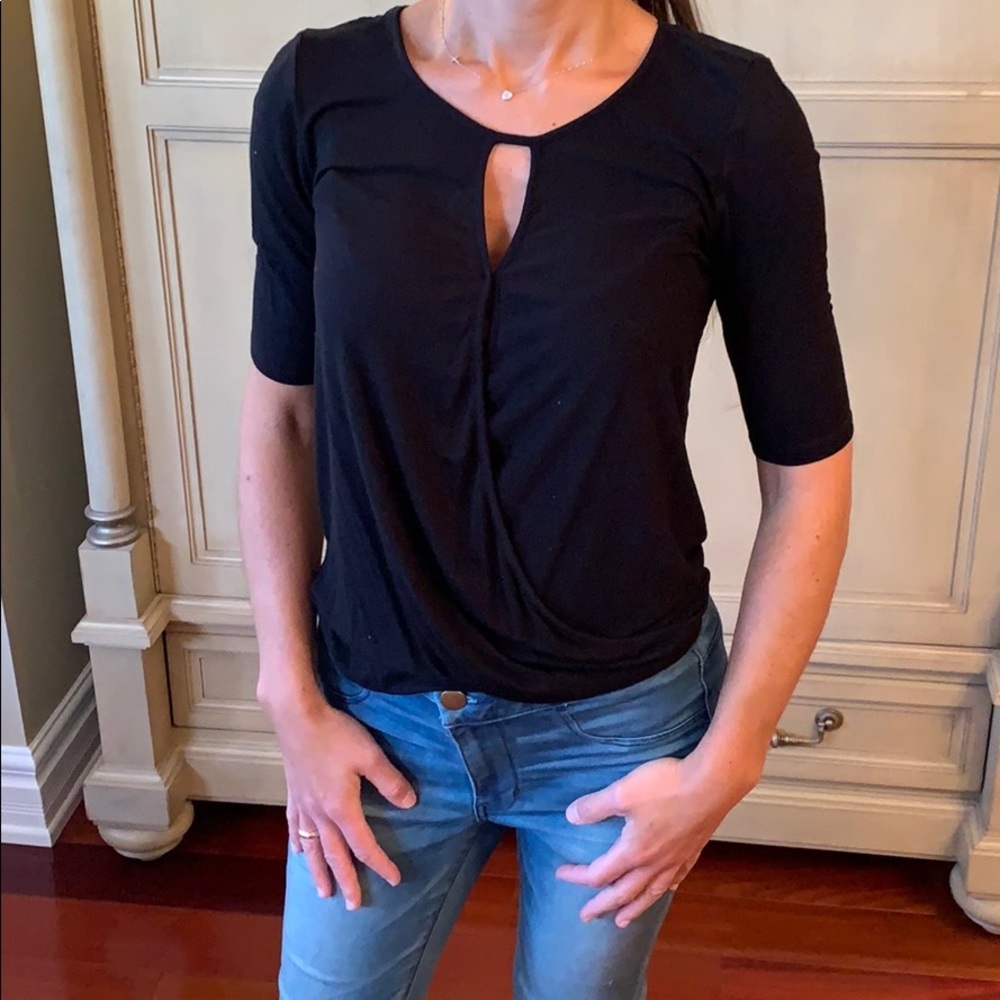 Black cross-over blouse